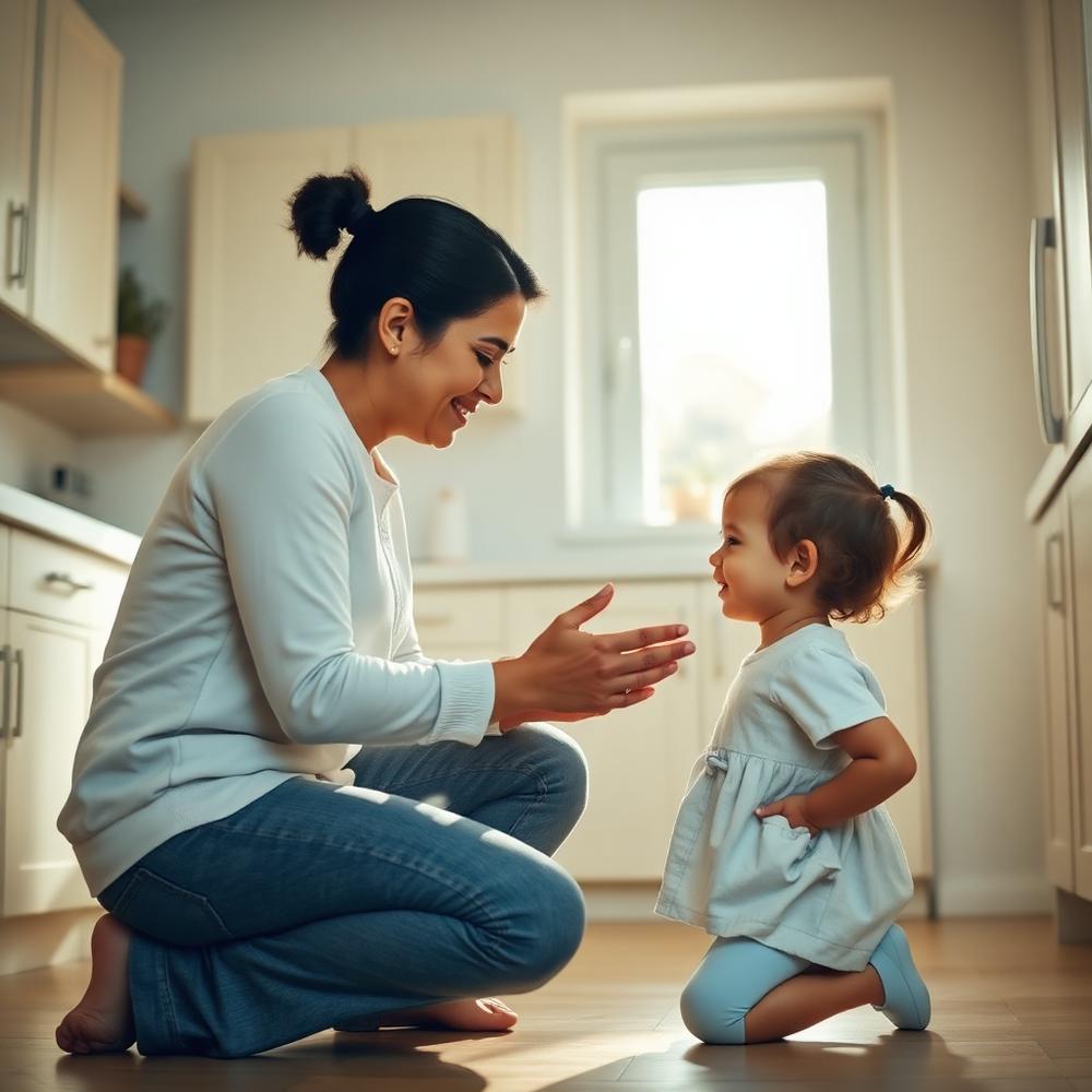 Parents and children together in a calm home setting
